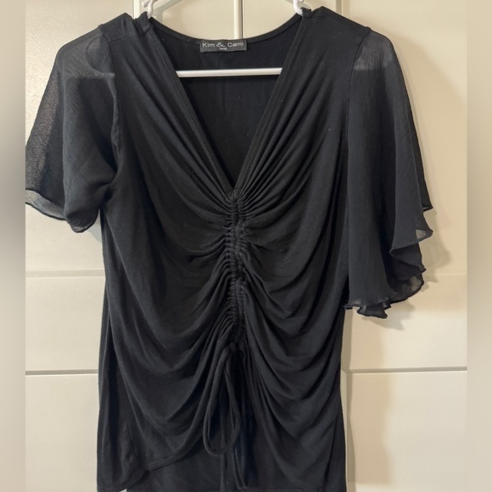 Kim and Cami tie blouse in black